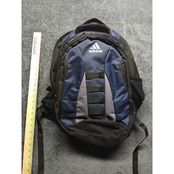ADIDAS BACKPACK BLACK Blue BOOKBAG SPORTS 3 Stripe - Picture 3 of 4